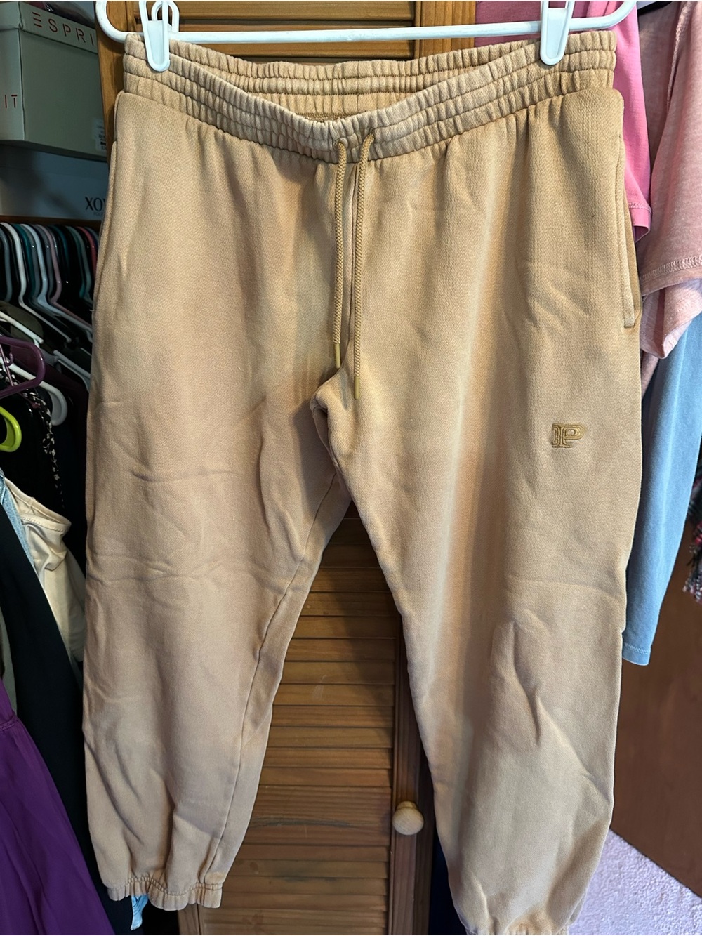 PINK Victoria's Secret Beige/Tan Fleece Jogger Sweatpants